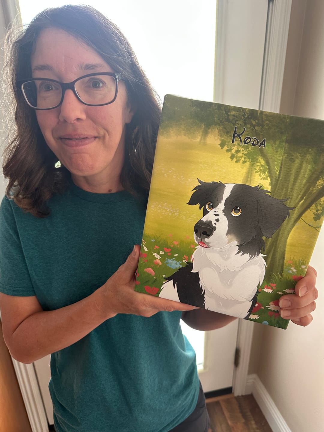 Customer photo review of Custom Cartoon Art Wrapped Pet Canvas