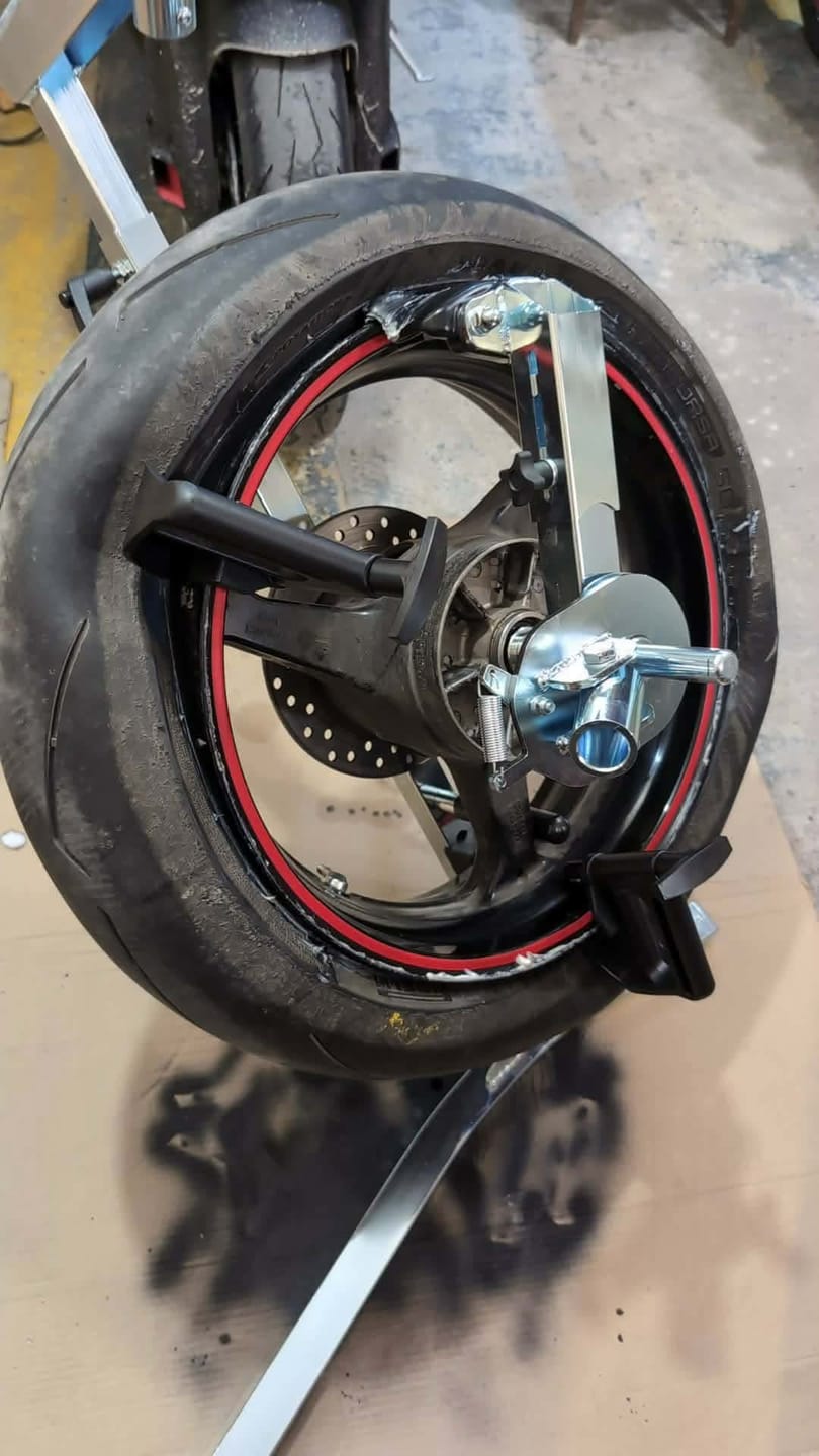 Customer photo review of Street Bike Tire Changer
