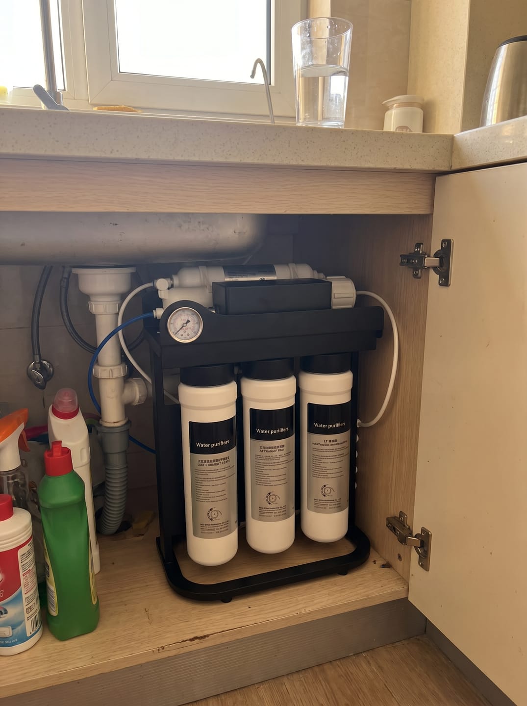 Customer photo review of RO100 Under Sink Reverse Osmosis System Dual Outlet Low Waste
