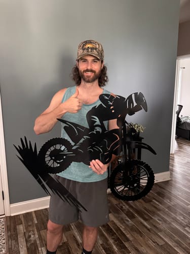 Customer photo review of Biker Metal Wall Art