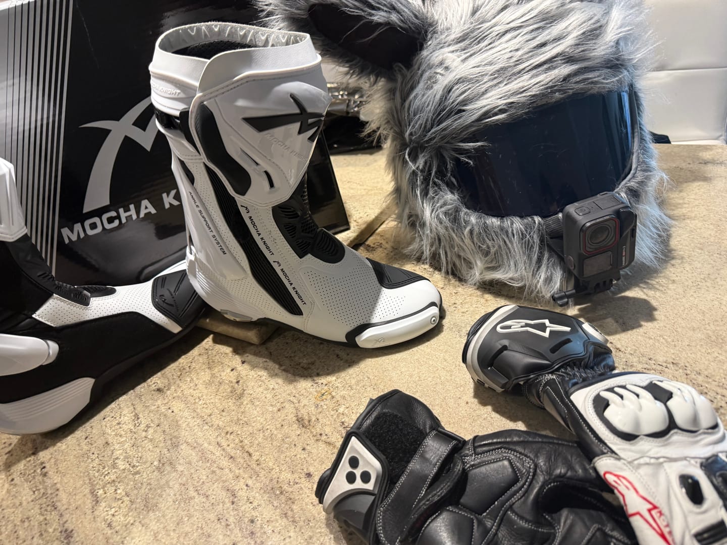 Customer photo review of Allgoal White Motorcycle Riding Boots