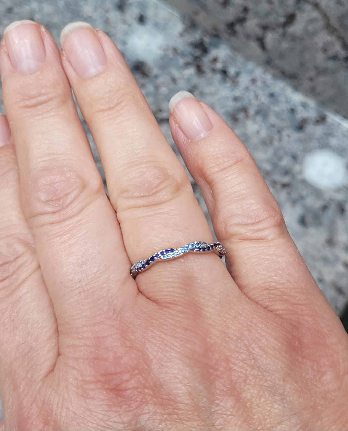 Customer photo review of Custom Wavy Birthstone Promise Ring