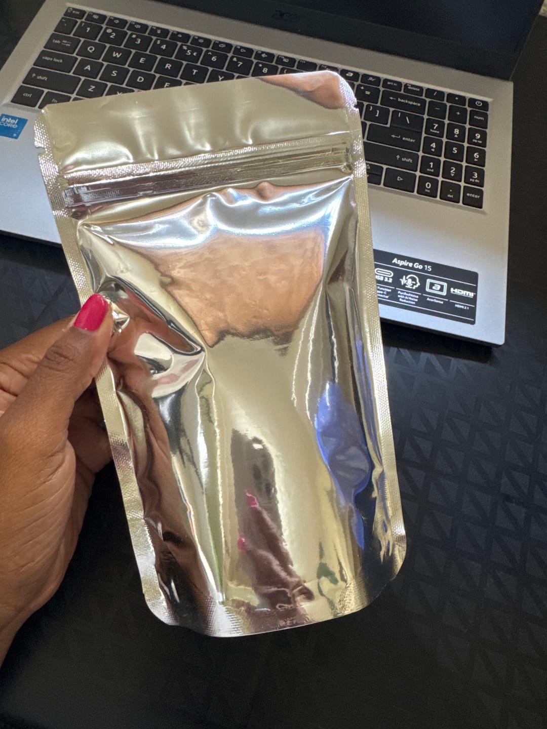 Customer photo review of 600 ml Stand-Up Pouch (Zipper) - Metallic