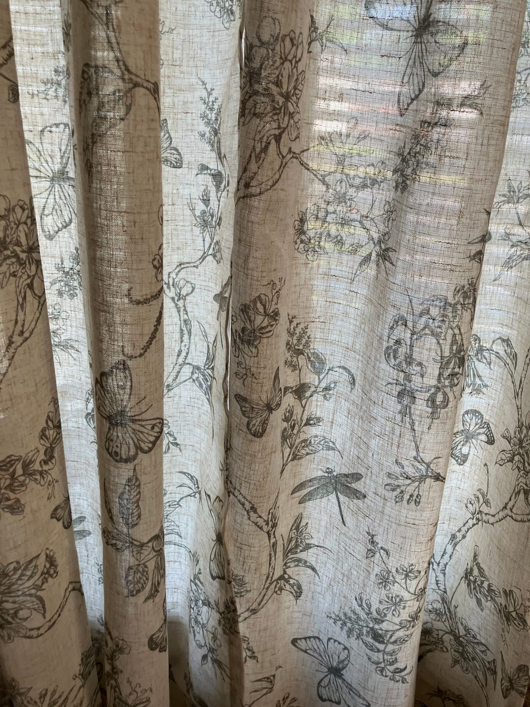 Customer photo review of Modern Toile Floral & Insect Linen Curtains
