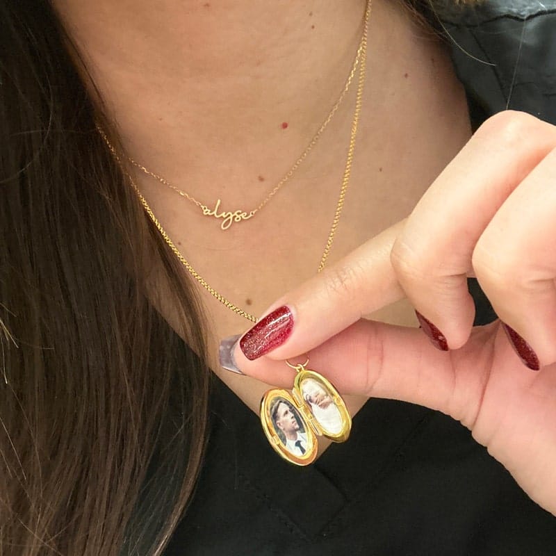 Customer photo review of Custom Photo Oval Locket Necklace