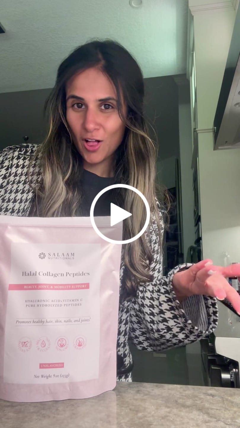 Customer video review of Pure Halal Collagen Hydrolyzed Peptides Type 1 & 3 Powder - With Vitamin C & Hyaluronic Acid | Salaam Nutritionals