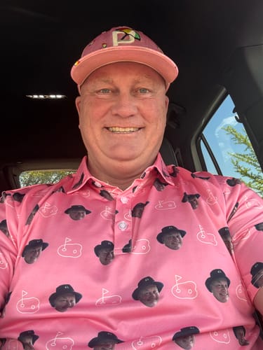 Customer photo review of Men's Custom Photo Face & Your Name Golf Polo