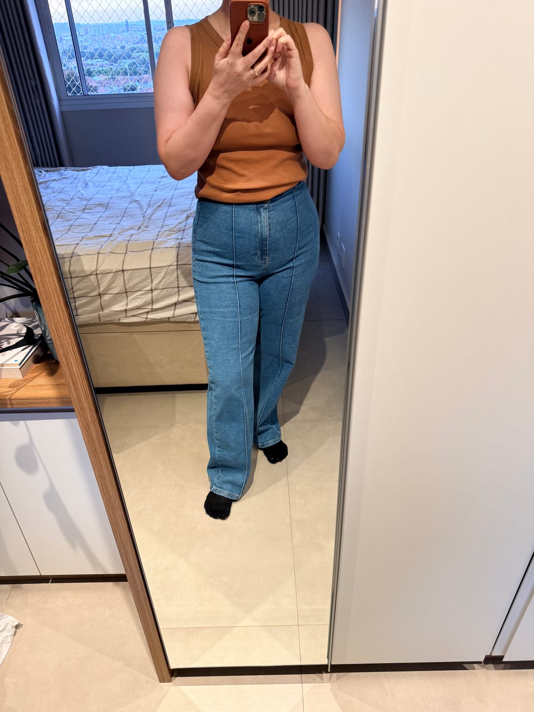 Customer photo review of Calça Jeans Reta Mandacaru Azul Médio