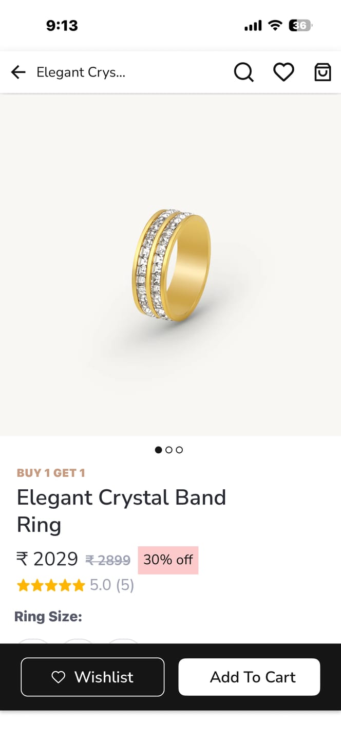 Customer photo review of Elegant Crystal Band Ring