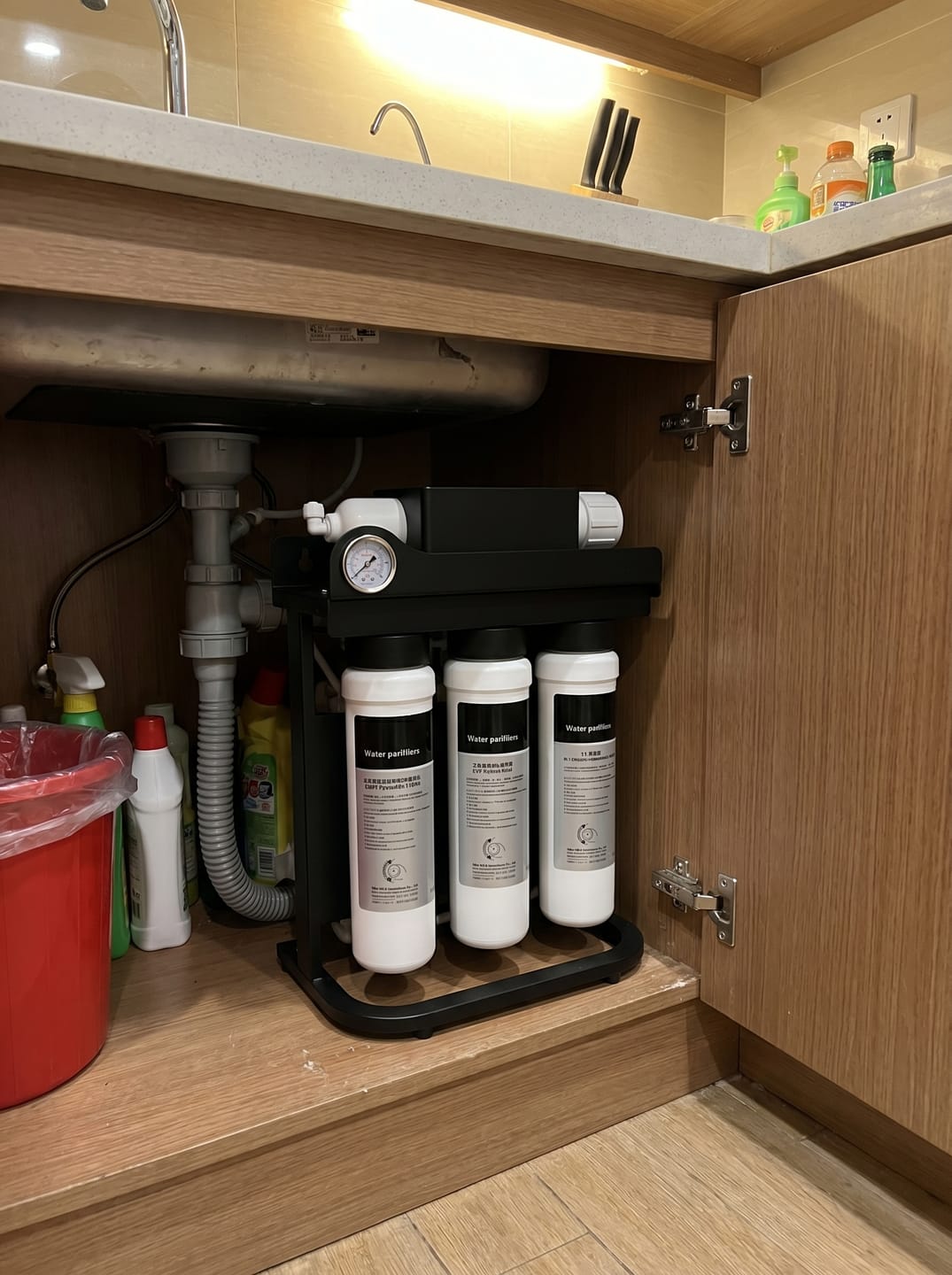 Customer photo review of RO100 Under Sink Reverse Osmosis System Dual Outlet Low Waste