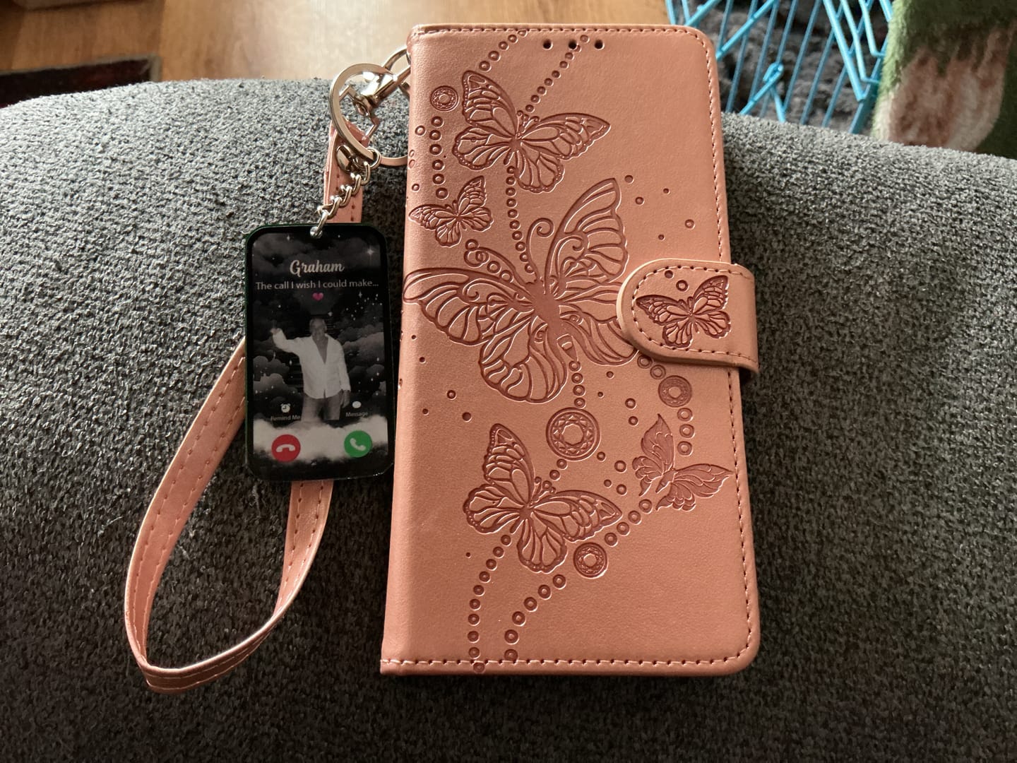 Customer photo review of The Call I Wish I Could Take Memorial Sympathy Gift Remembrance Keepsake Photo Personalized Acrylic Keychain