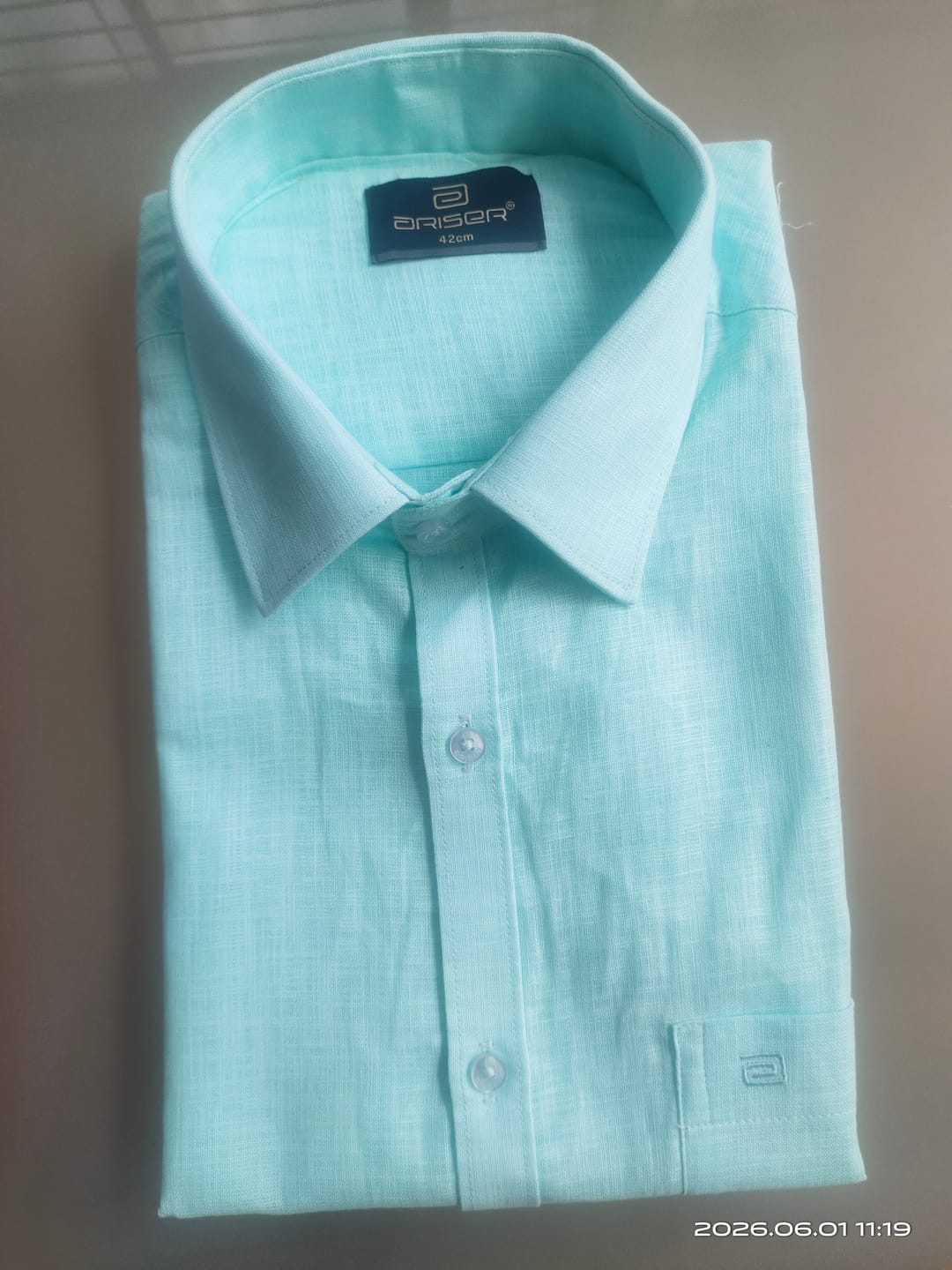 Customer photo review of Indo Cotton - Sky Blue & Red Pack Of 2 Combo Shirts For Men | Ariser