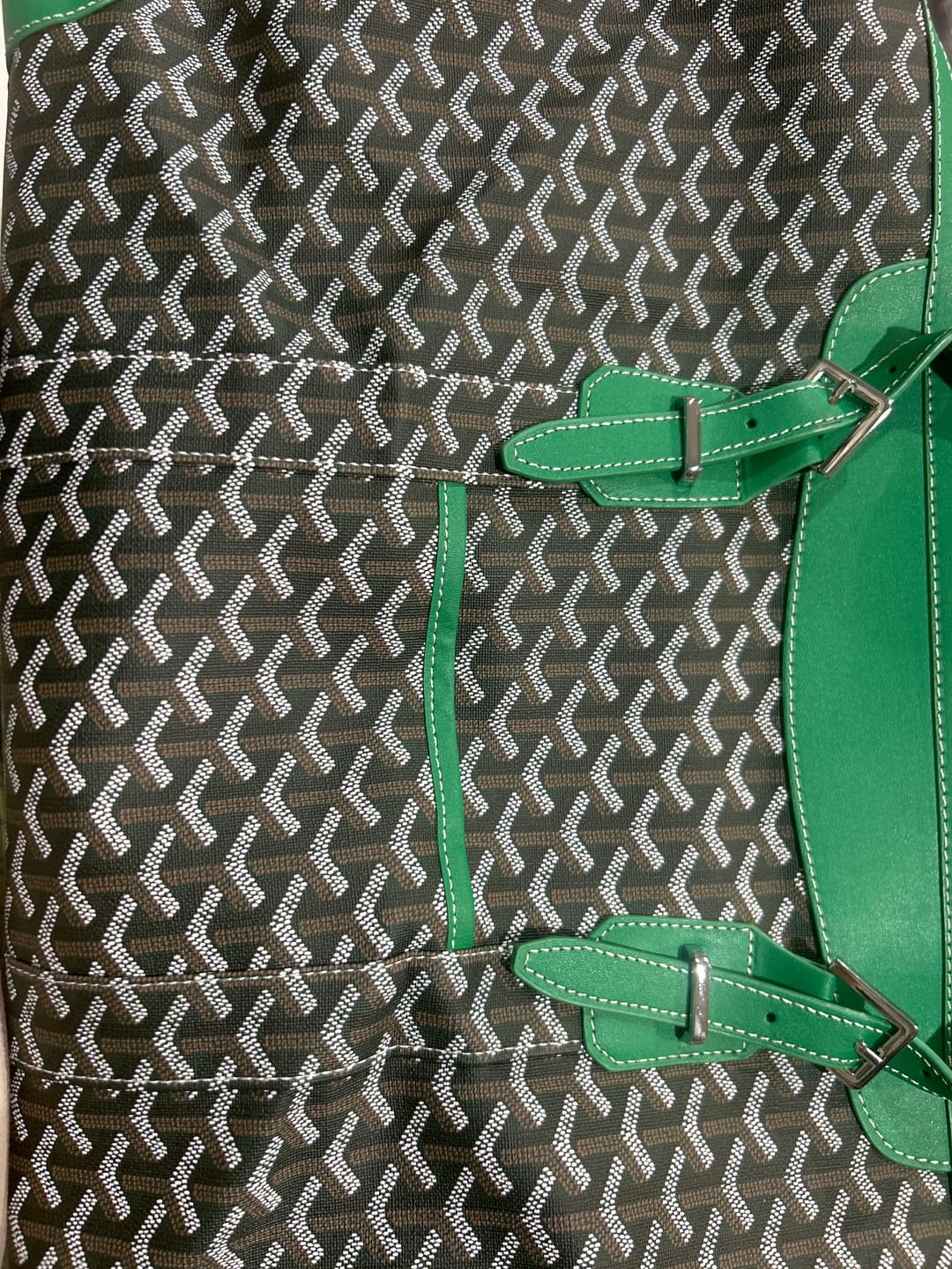 Customer photo review of Green Monogram Voyager Duffle