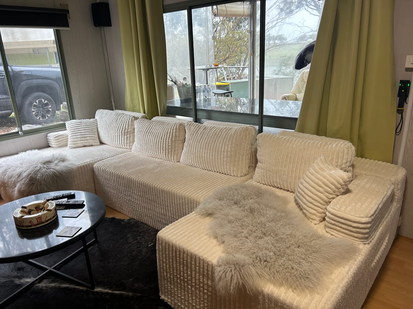 Customer photo review of Modular Sofa Lounge Set Corduroy U Shaped Sectional Cloud Couch Beige