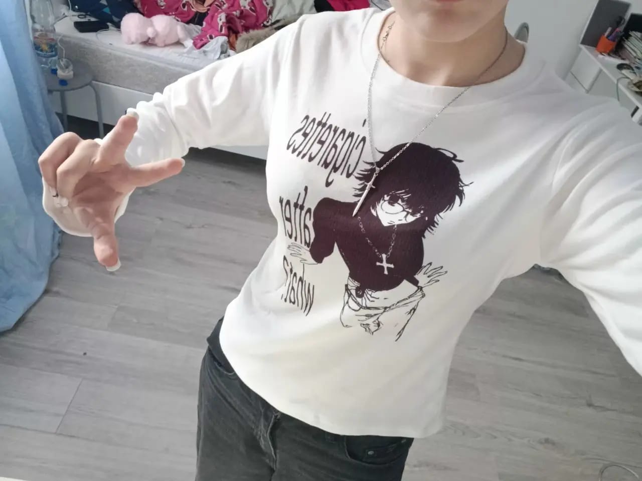 Customer photo review of Cigarettes T-shirt