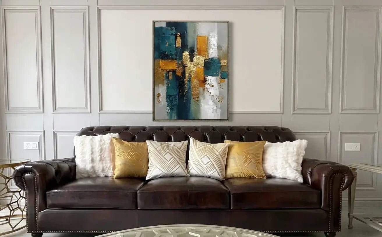 Customer photo review of Gilded Teal Layers Abstract Wall Art