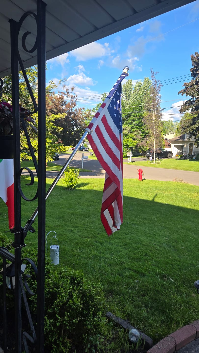 Customer photo review of 6ft Aluminum Tangle-Free Flag Pole