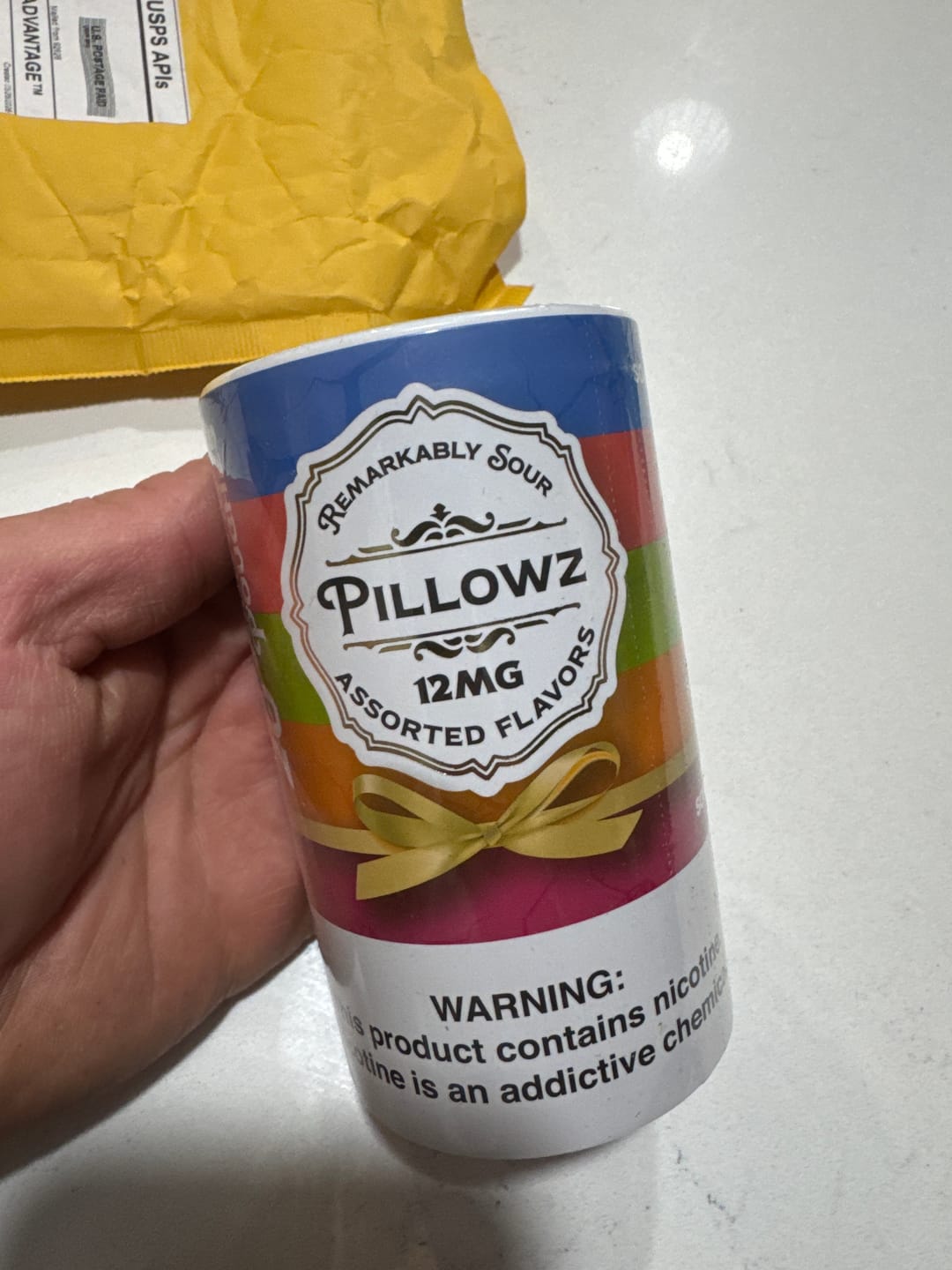 Customer photo review of Sour Pouches 5-Can Multi Flavor Pack