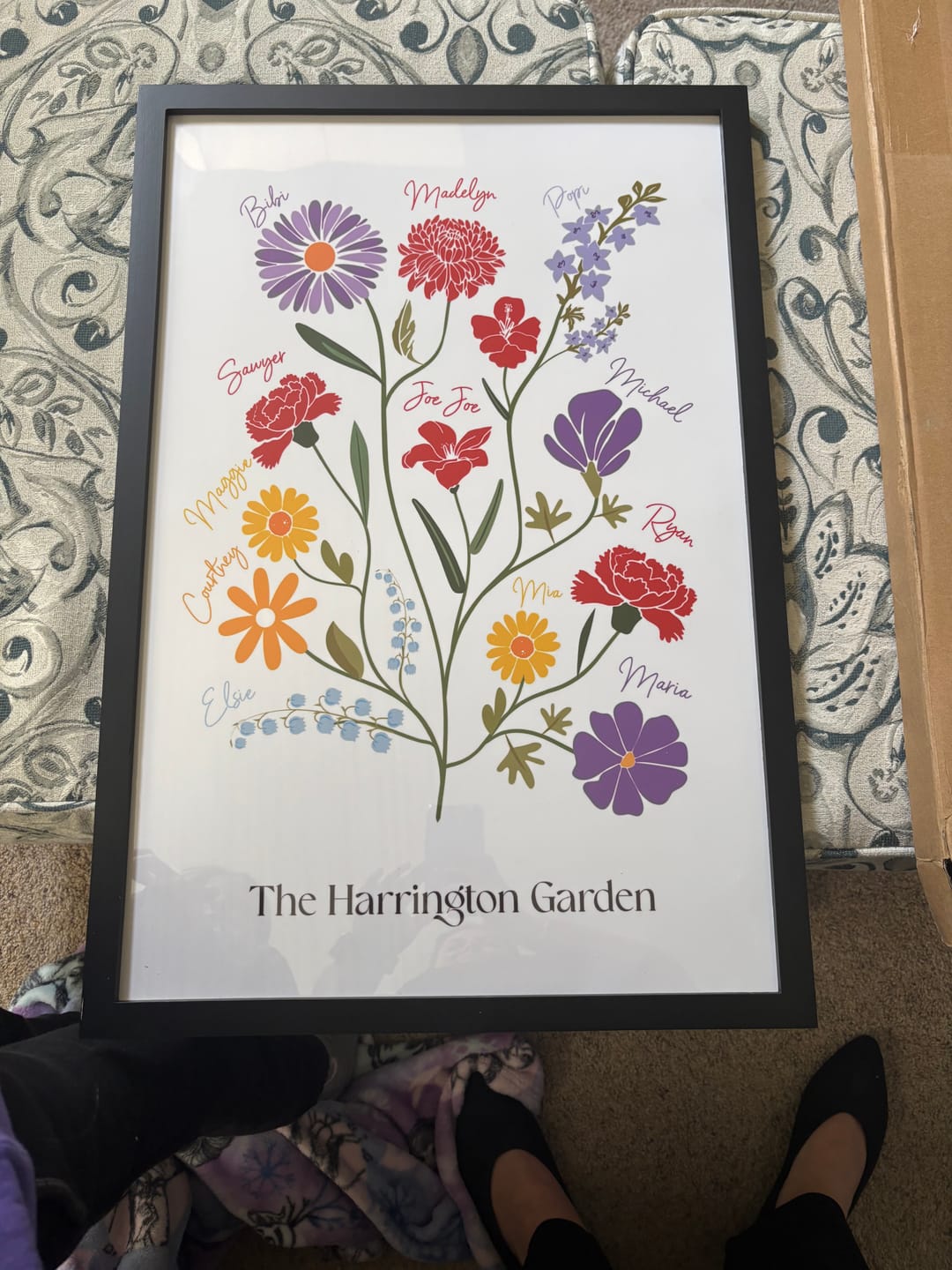Customer photo review of Personalized Birth Flower Family Garden Canvas