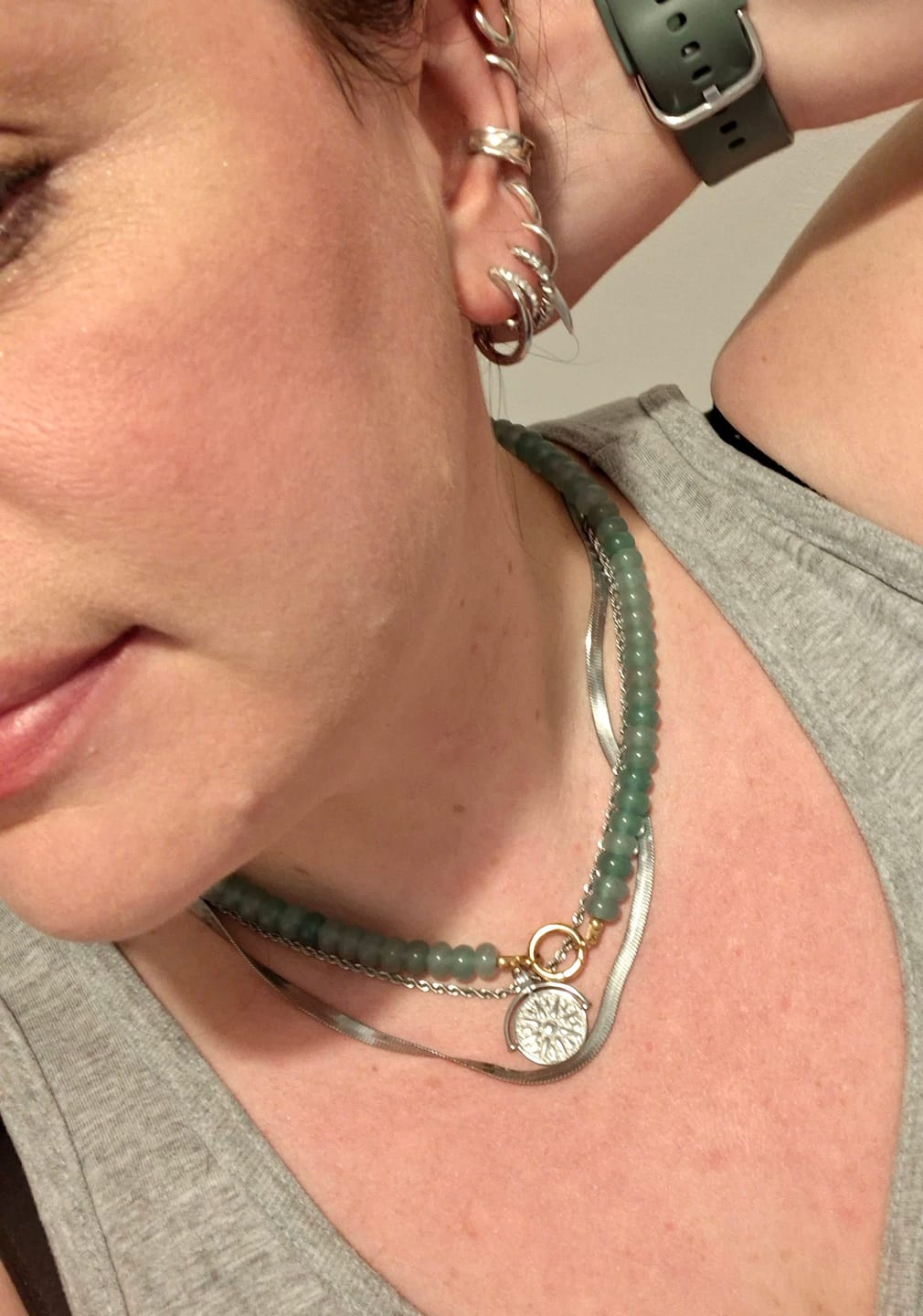 Customer photo review of Sela Jade Stone Necklace