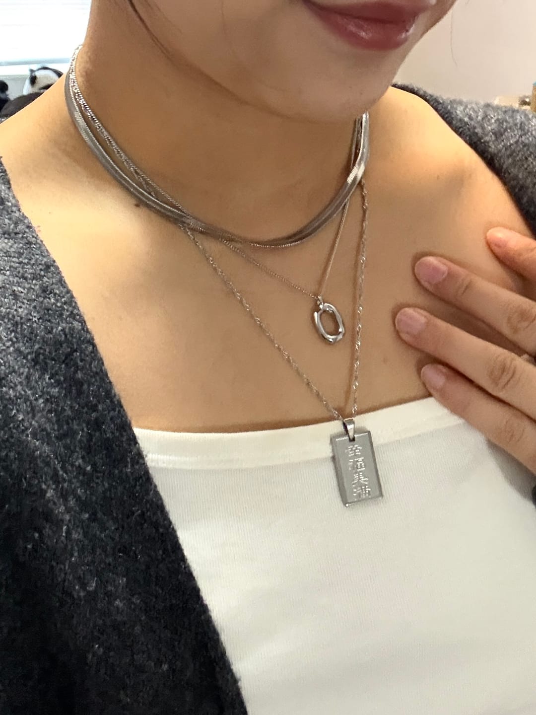 Customer photo review of Herringbone Necklace