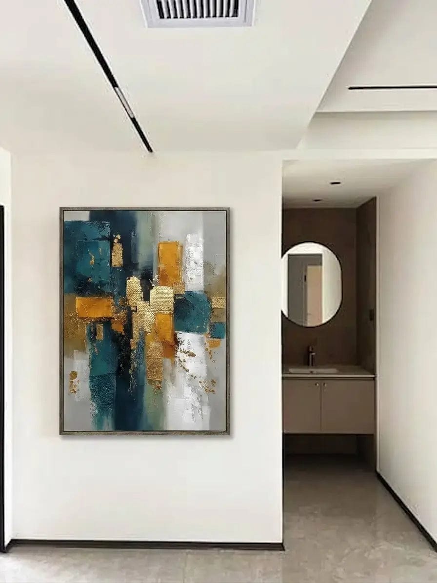 Customer photo review of Gilded Teal Layers Abstract Wall Art
