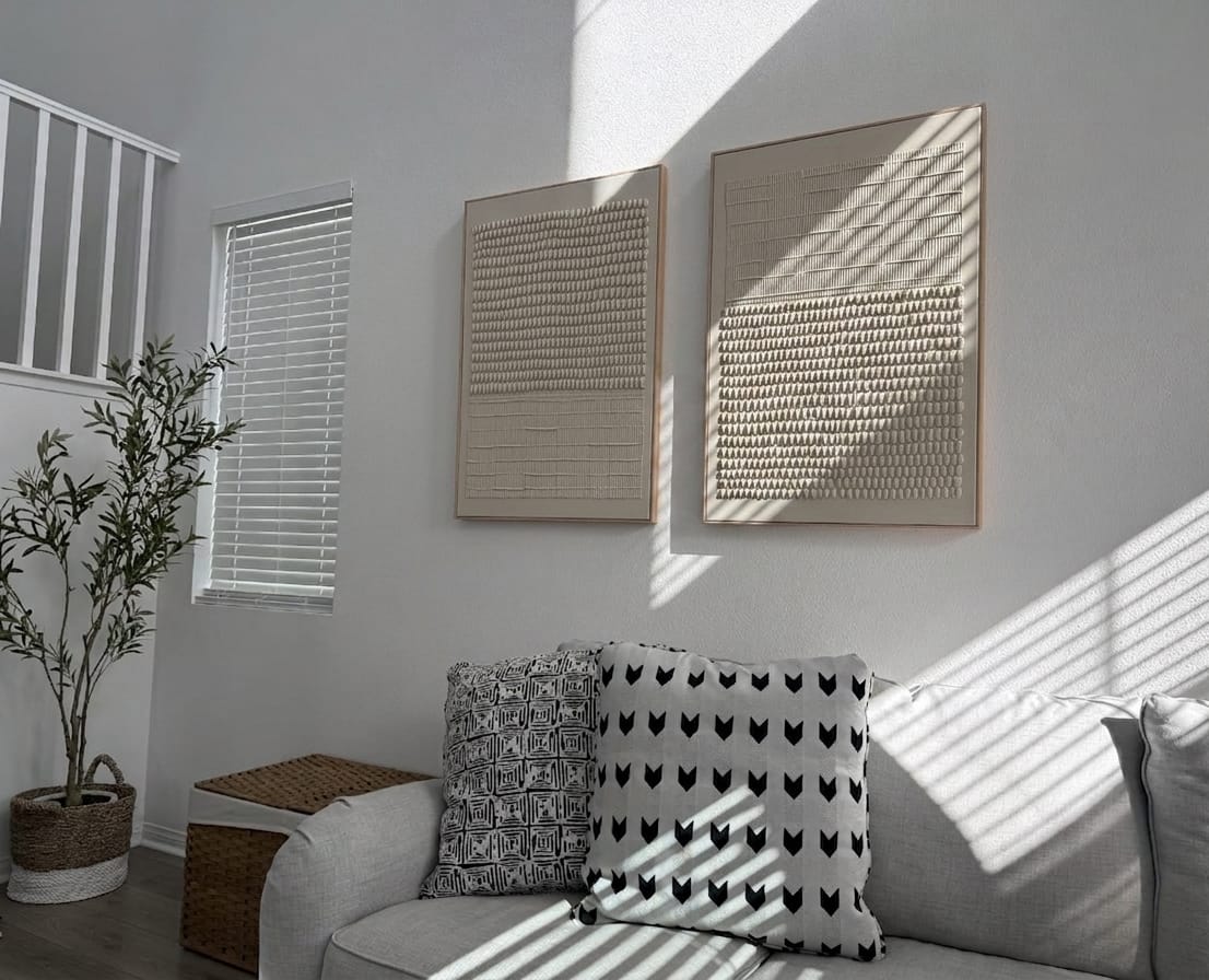 Customer photo review of Beige and Brown Abstract Textured Wall Art Set Of 2 #AT083