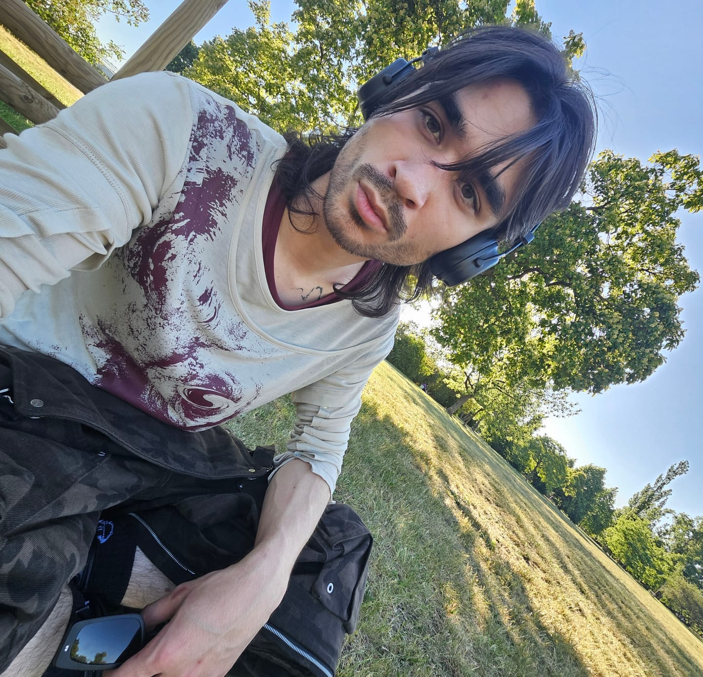 Customer photo review of Personsoul Brown Camo Overalls with Zip-Off Legs