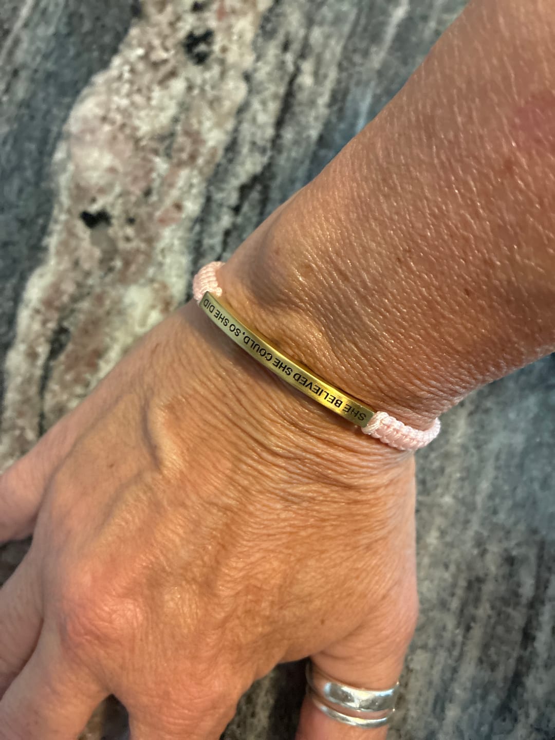 Customer photo review of SHE BELIEVED SHE COULD SO SHE DID ROPE BRACELET