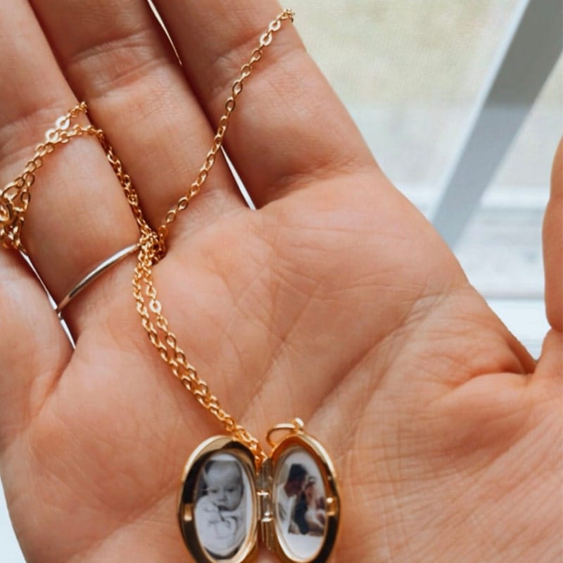 Customer photo review of Custom Photo Oval Locket Necklace