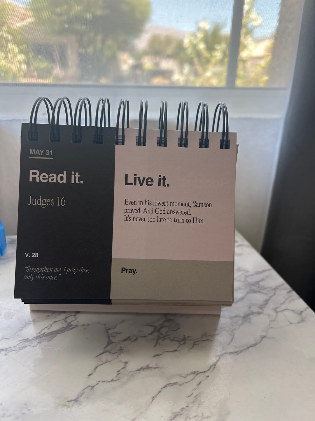 Customer photo review of Don't Miss This Old Testament 365 "Read It, Live It" Calendar