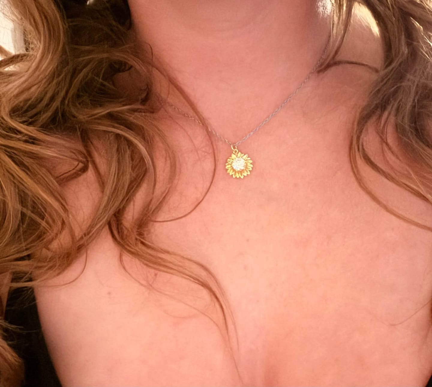 Customer photo review of Sunflower Pendant Necklace