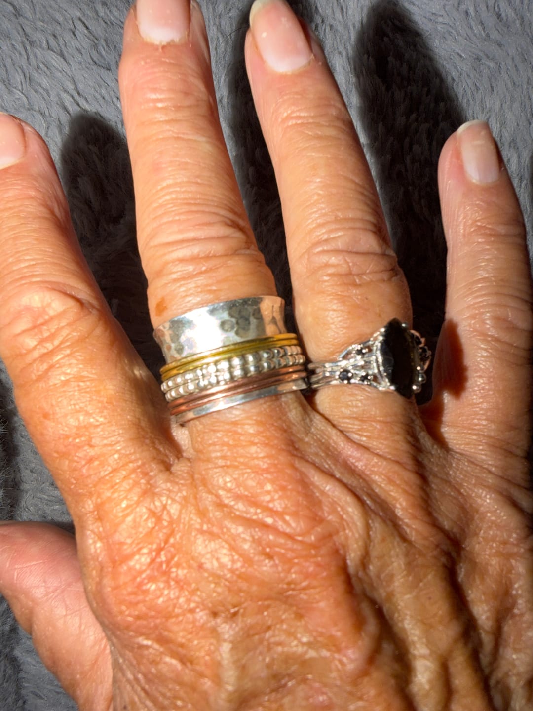 Customer photo review of Sterling Silver Two Tone Fidget Spinner Ring