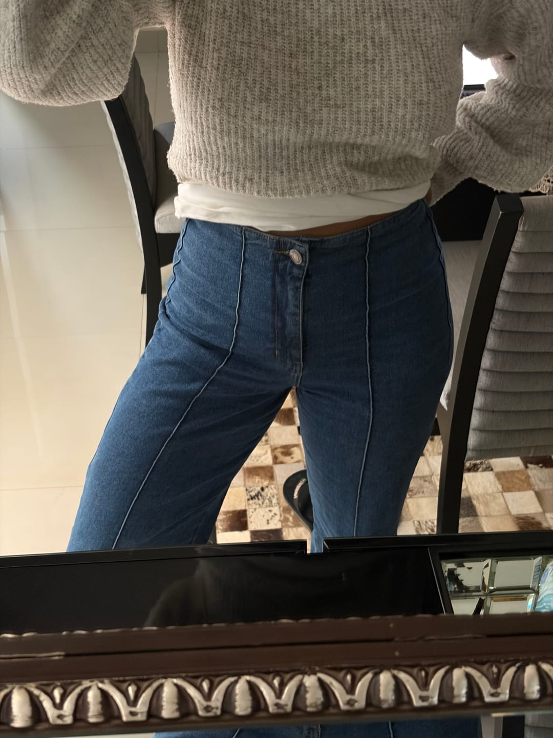 Customer photo review of Calça Jeans Reta Mandacaru Azul Médio