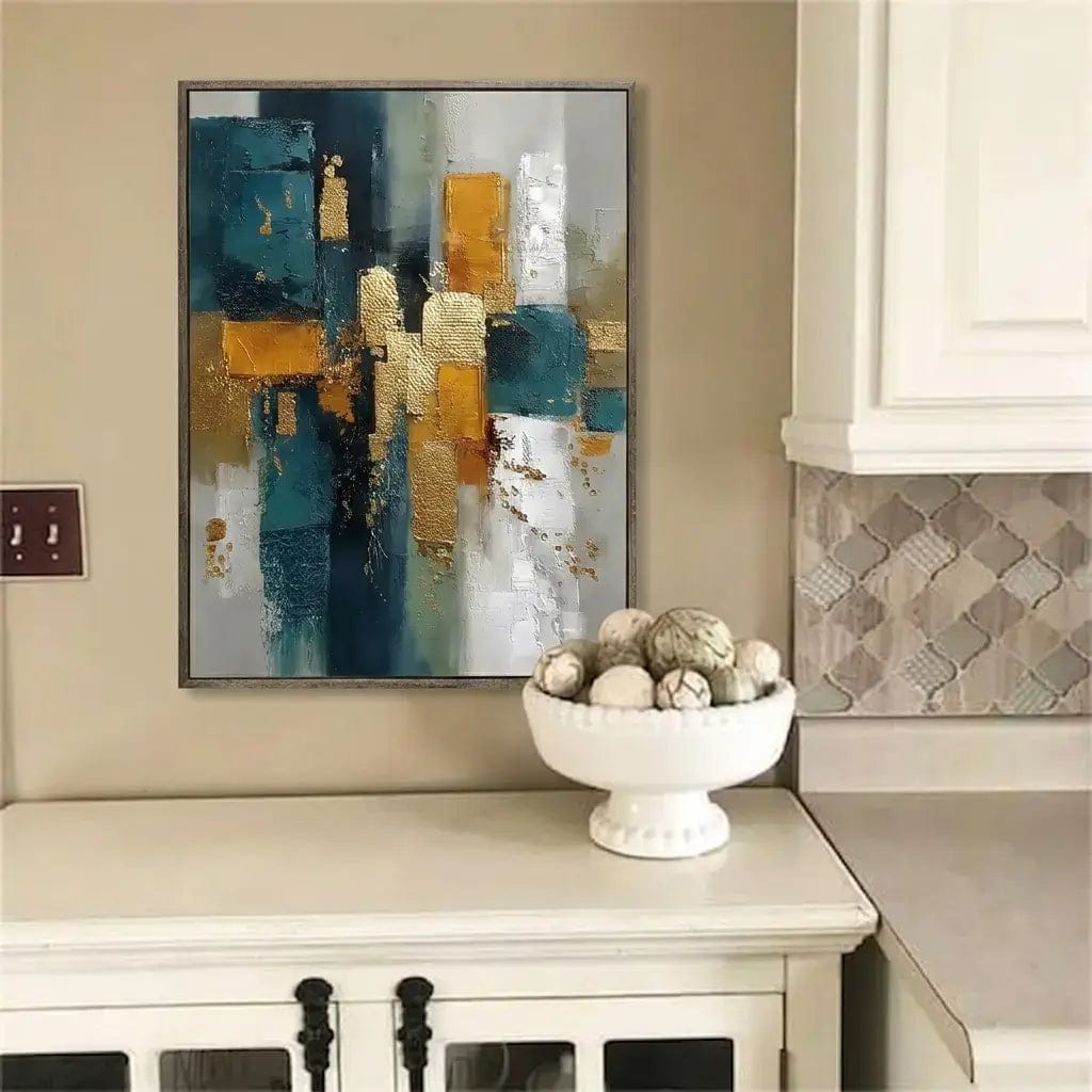Customer photo review of Gilded Teal Layers Abstract Wall Art