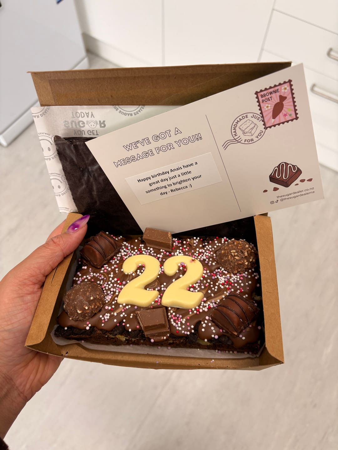 Customer photo review of Custom message loaded brownie
