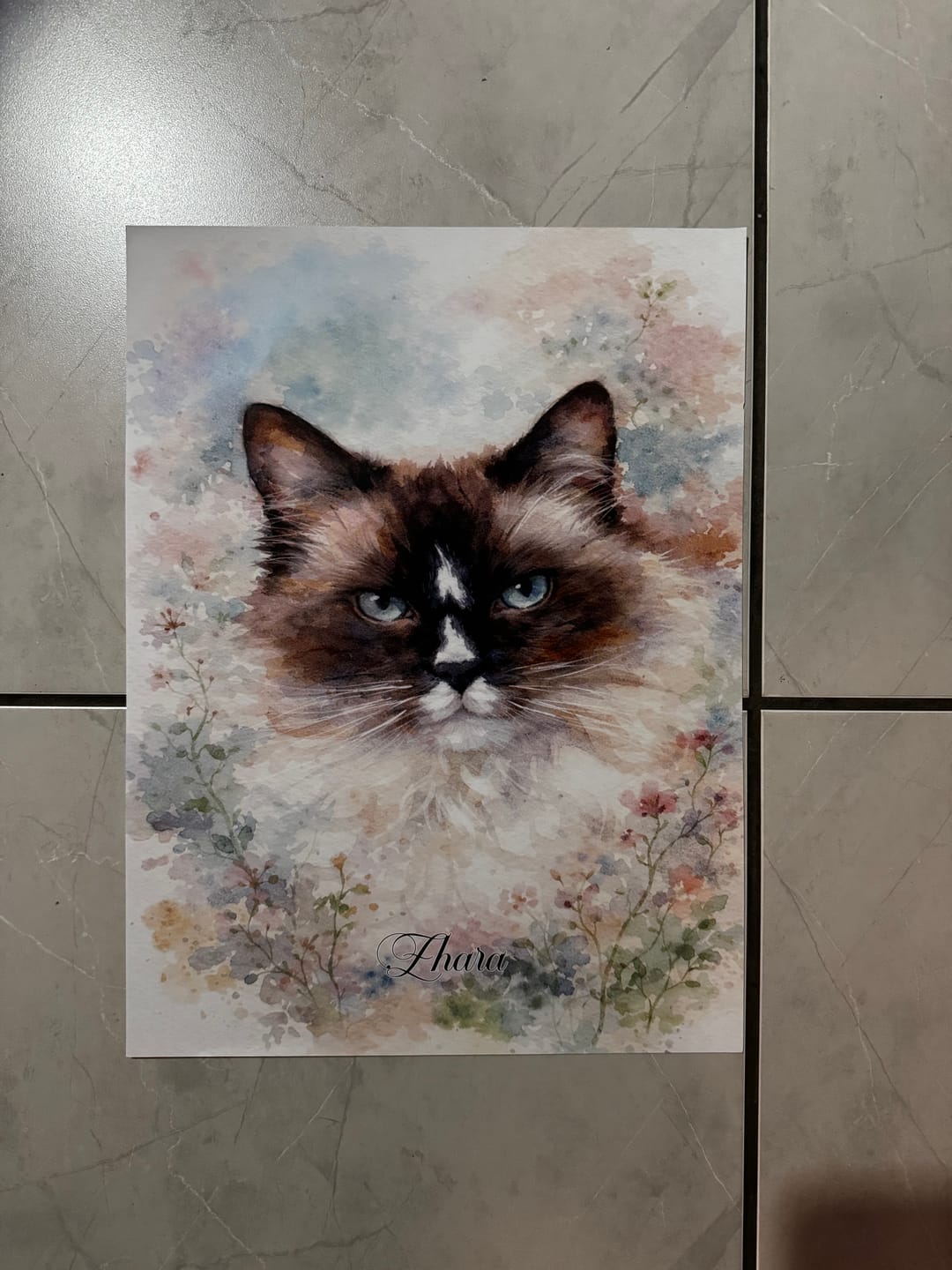 Customer photo review of Personalised Poster With Dog or Cat - Watercolour