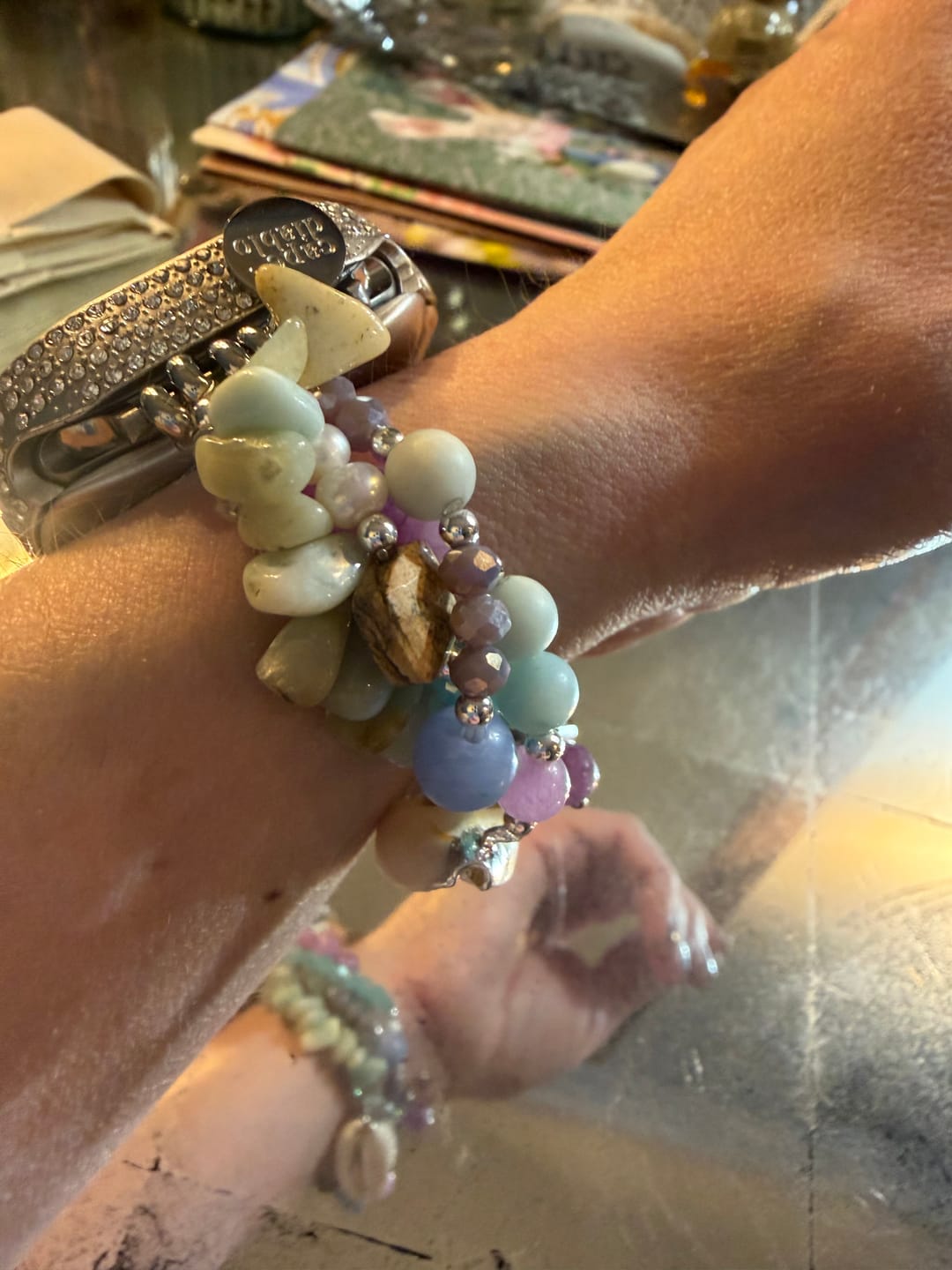 Customer photo review of Seaside Dreams Stretch Apple Watch Strap