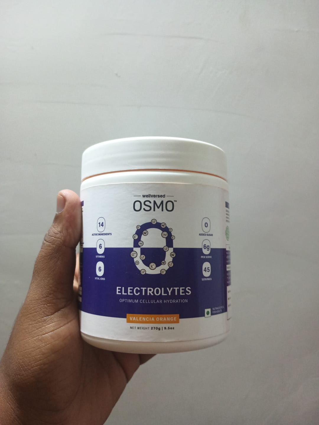Customer photo review of OSMO - Electrolyte Hydration Blend (Advanced Salts + Taurine & Vitamins) | Valencia Orange Flavour (270g, 45 servings)