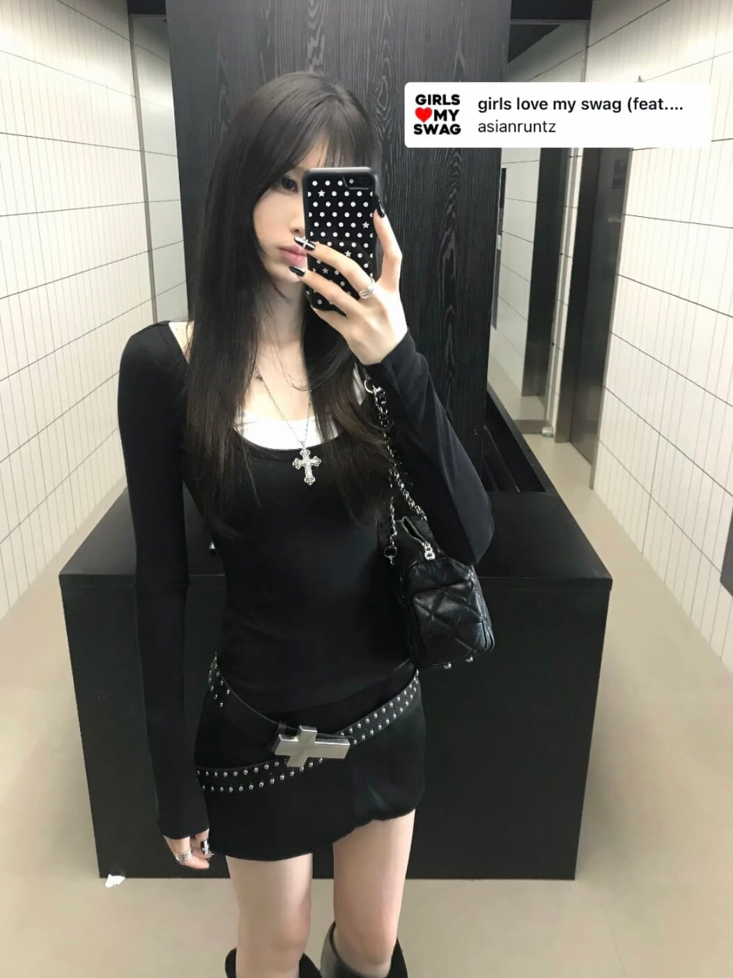 Customer photo review of ROVENTE Layered Long Sleeve Top & Fitted Mini Skirt Two-Piece Set