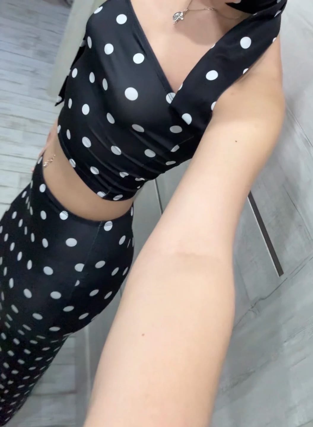 Customer photo review of Nia Strapless Dot Print Two-Piece Set