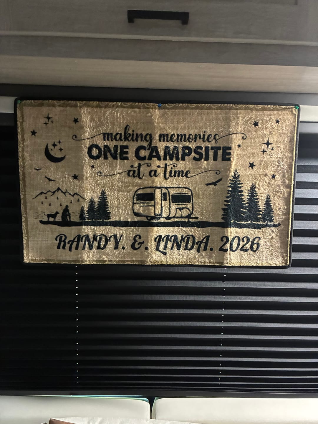 Customer photo review of Happy Campers Camping Personalized Patio Rug Patio Mat
