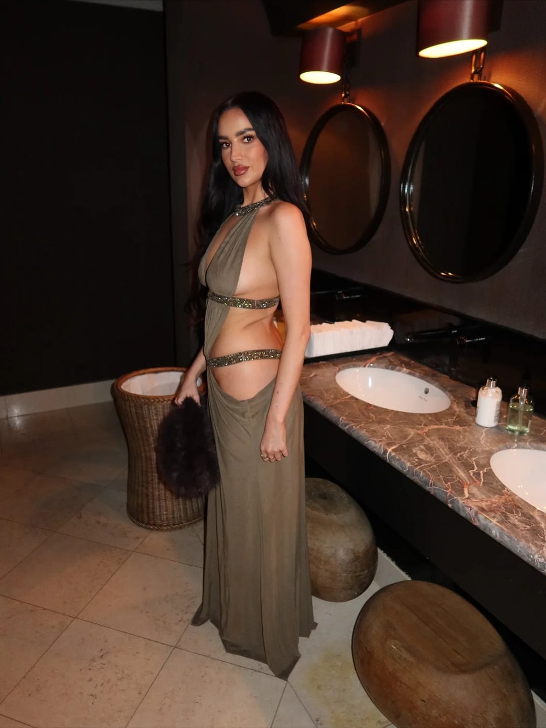 Customer photo review of Rafaela Sequin Halter Maxi Evening Dress
