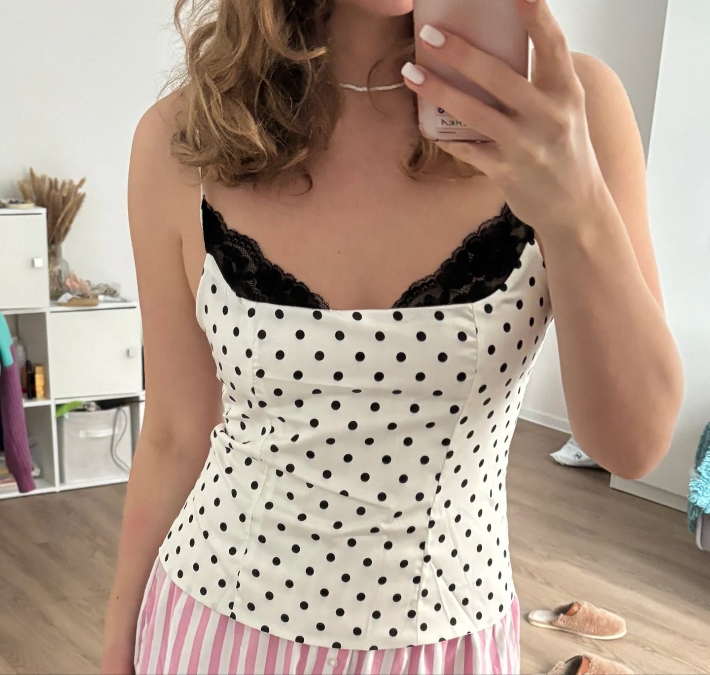 Customer photo review of Vanya Polka Dot Lace Trim Cami
