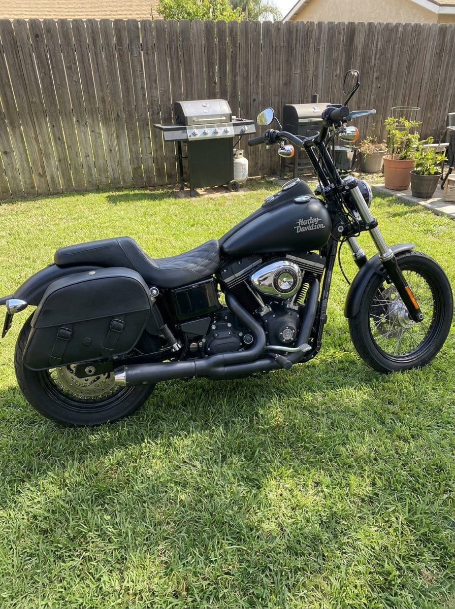 Customer photo review of 32L - Baelor Large Hard Mount Shock Cutout Saddlebags for Harley Dyna Street Bob FXDB/I