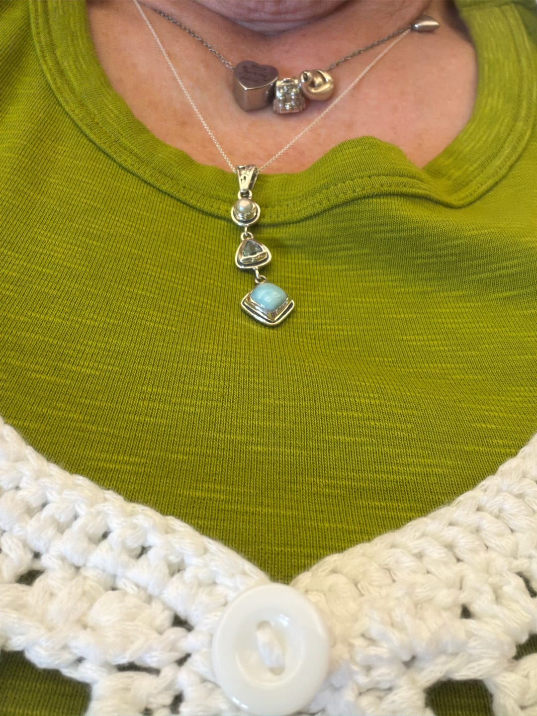 Customer photo review of Silver Larimar Necklace