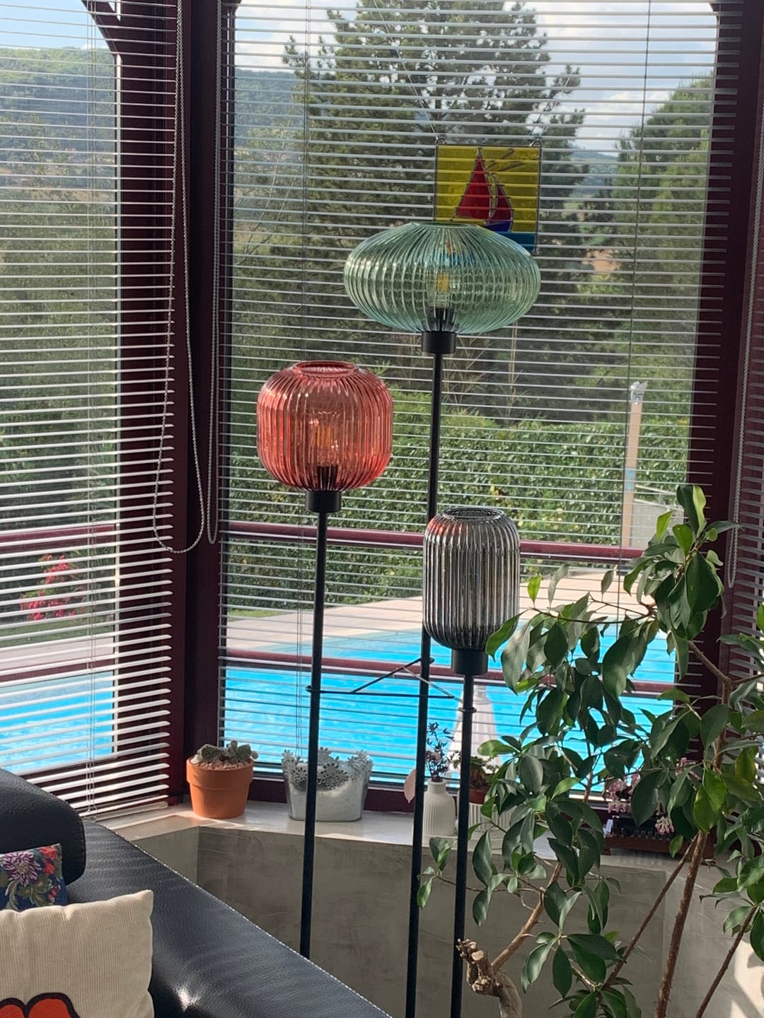 Customer photo review of Lampadaire en verre vintage CRISTALI | 3 luminaires à personnaliser