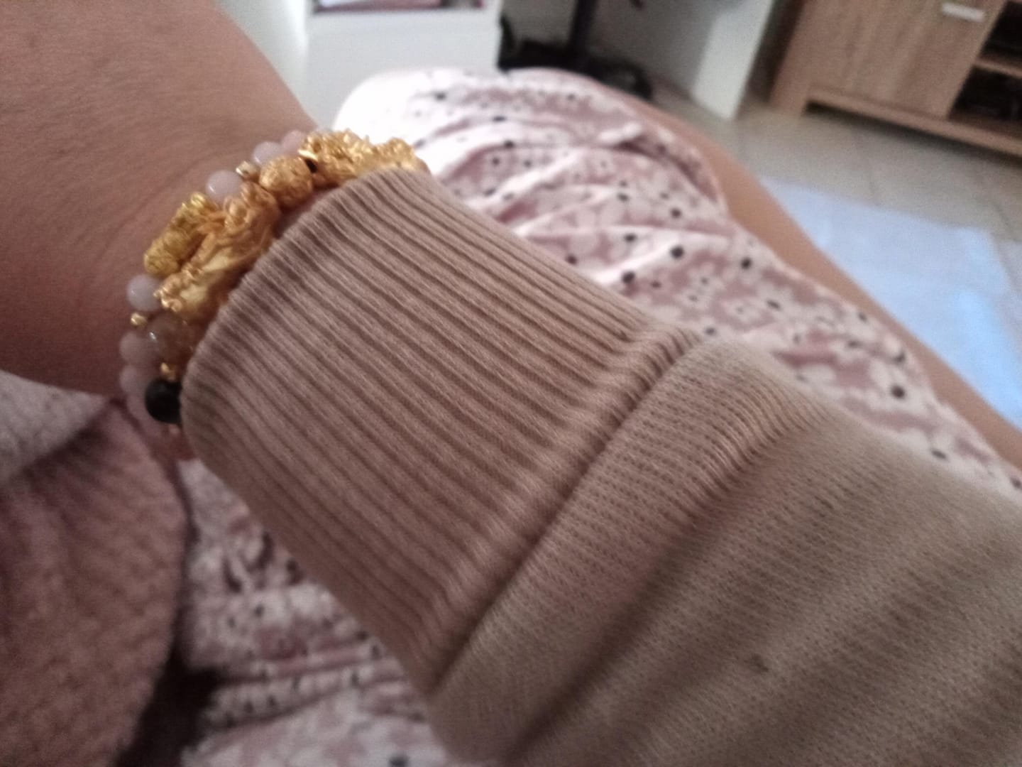 Customer photo review of Money Attracting Citrine and Black Obsidian Double Pixiu Bracelet