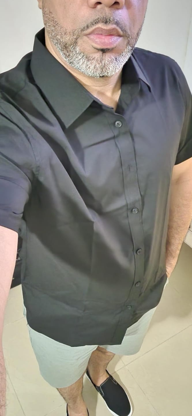 Customer photo review of L-10XL Large Size Men's Summer Thin Short-sleeved Shirt Business Casual Loose Elastic Solid Color Short-sleeved Shirt