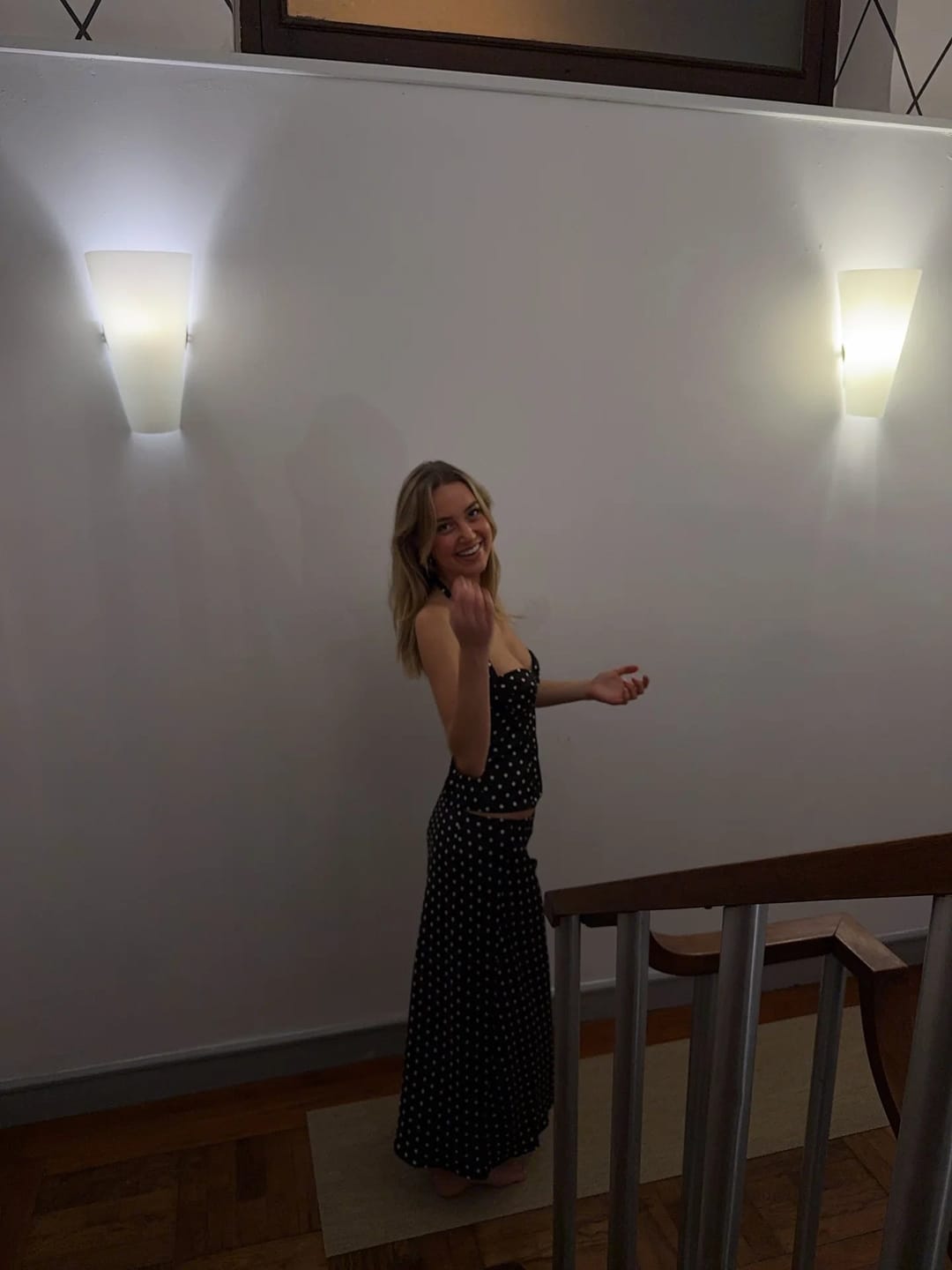 Customer photo review of Una Polka Dot Halter Crop Top Maxi Skirt Set